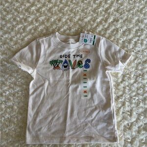 New Size 18 Months Ride the Waves Beach Theme White Kids T-Shirt
